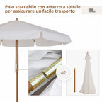 Outsunny garden umbrella with double roof, in bamboo wood and polyester, Ã˜325x250 cm, cream - Borgè