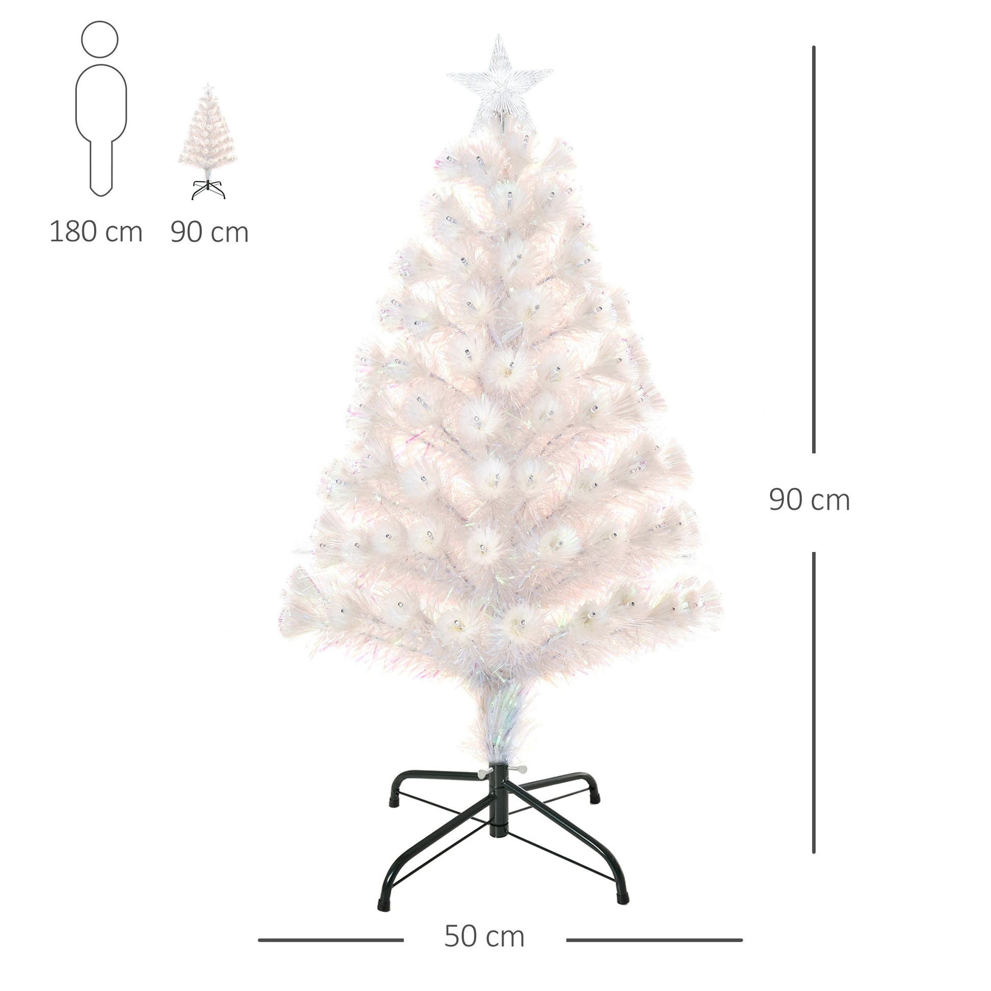 White Christmas Tree with Colored LED lights | 90cm - Borgè