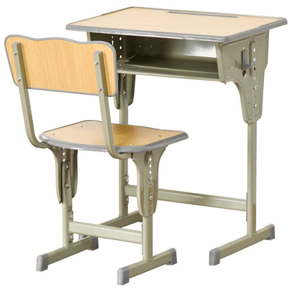 School desk with children's chair 6-12 years adjustable height container and carpels - wood - Borgè