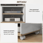 Homcom Mobile Tv 42 "Max with 2 open and door shelves and wheels, in chipboard, 80x45x39.5 cm, white - Borgè