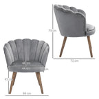 GREYISH | Shell Armchair in Grey Velvet | 66x72x79cm - Borgè