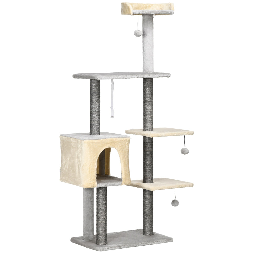 Cat Scratching Post 156cm Tall with Bed, House and Sisal Scratching Posts - Borge' Group Limited