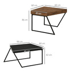 Homcom Set 2 coffee tables in chipboard and steel, black table 80x60x42 cm and brown table 60x60x46 cm - Borgè