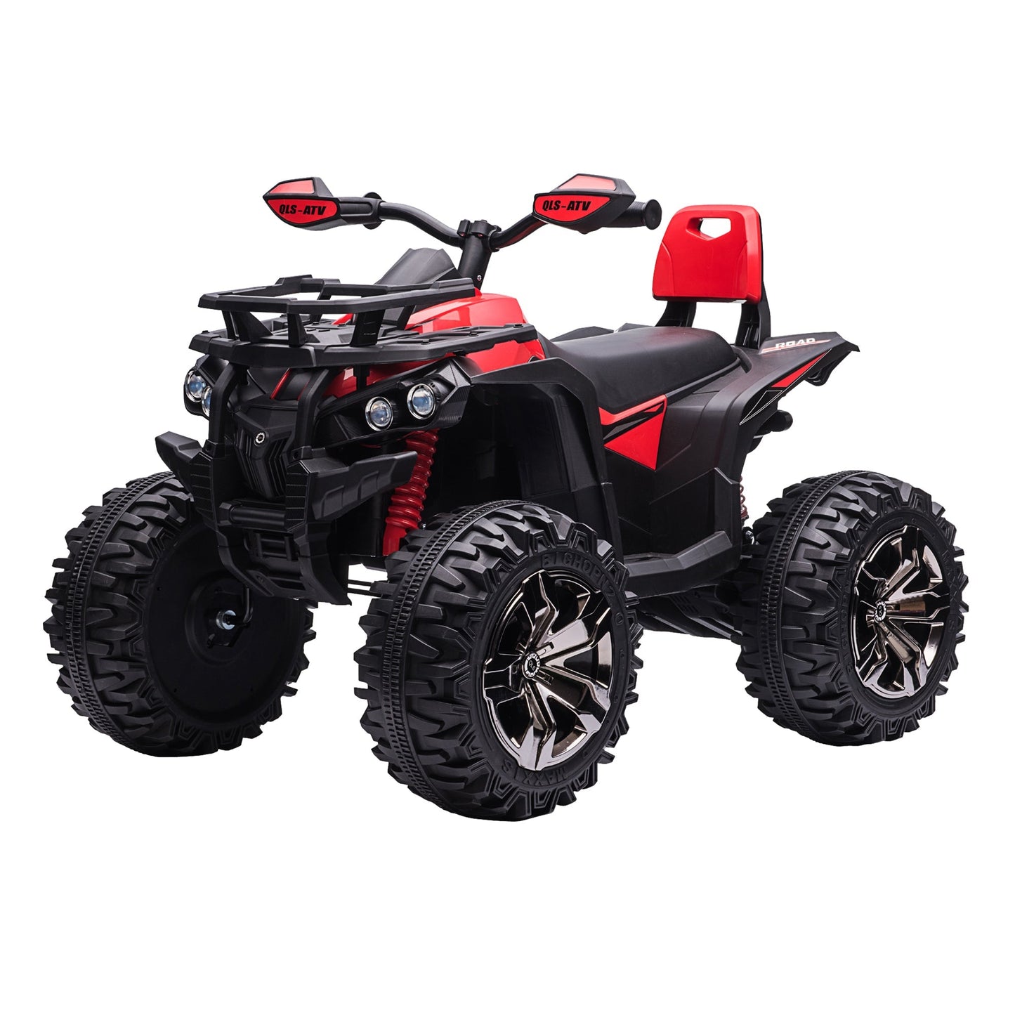 Quad for 12V electric children with working headlights and pedal, rechargeable battery, age 3-5 years, 100x65x73cm - black/red