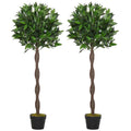 Outsunny set 2 fake laurel plants in 120cm high pot for interiors and outsiders - Borgè