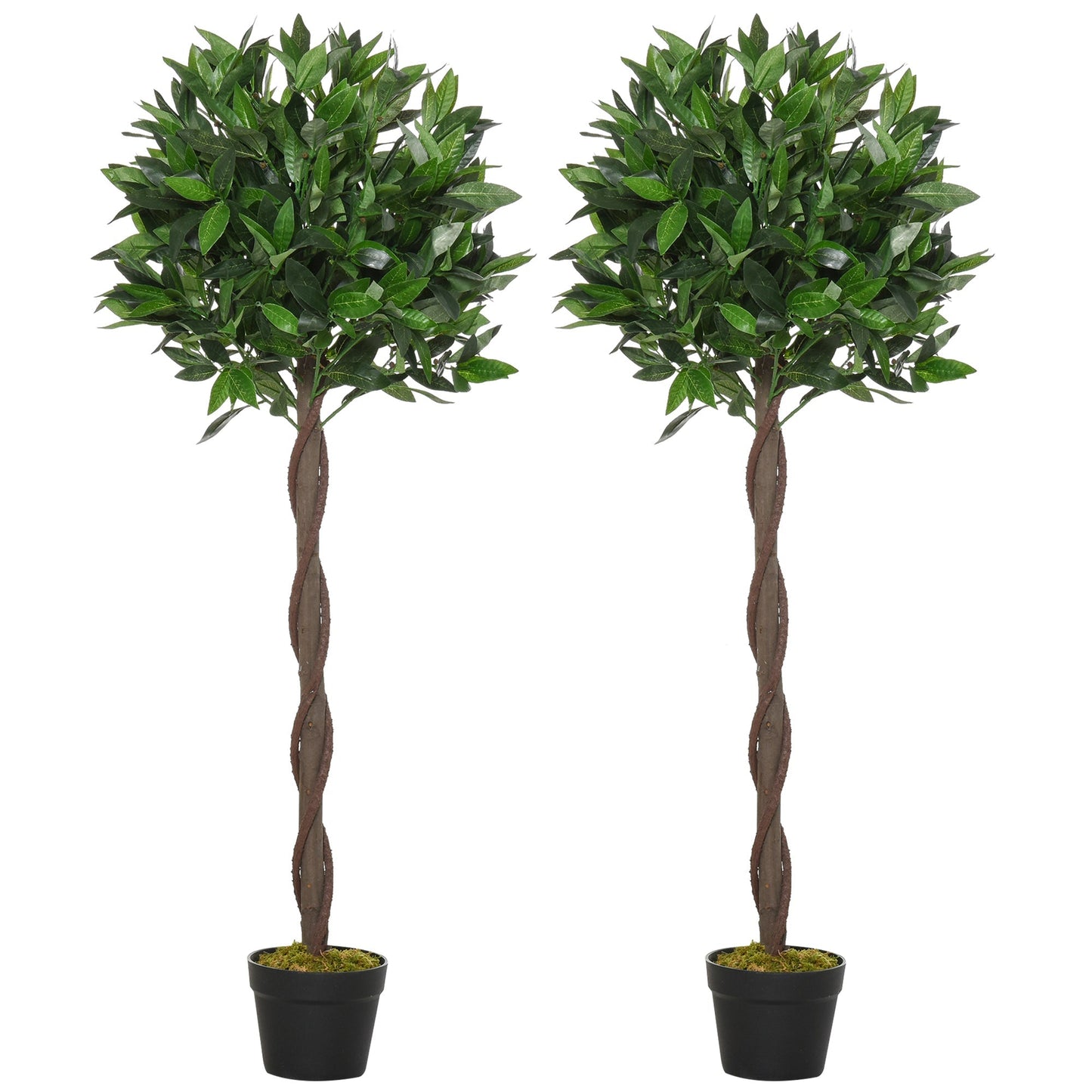 Outsunny set 2 fake laurel plants in 120cm high pot for interiors and outsiders - Borgè