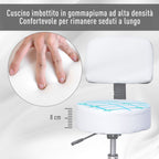 Homcom swivel stool with backrest, adjustable height and 5 -like white -like wheels for home or shop - Borgè