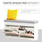 Belga Scarpage Wooden Wooden Wooden, 2 drawers and adjustable shelf 104x24x55cm, White - Borgè