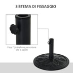 Round Umbrella Base Ø48x34 cm in 13kg Plastic for Ø35/38/48 mm Poles, Black - Borge' Group Limited