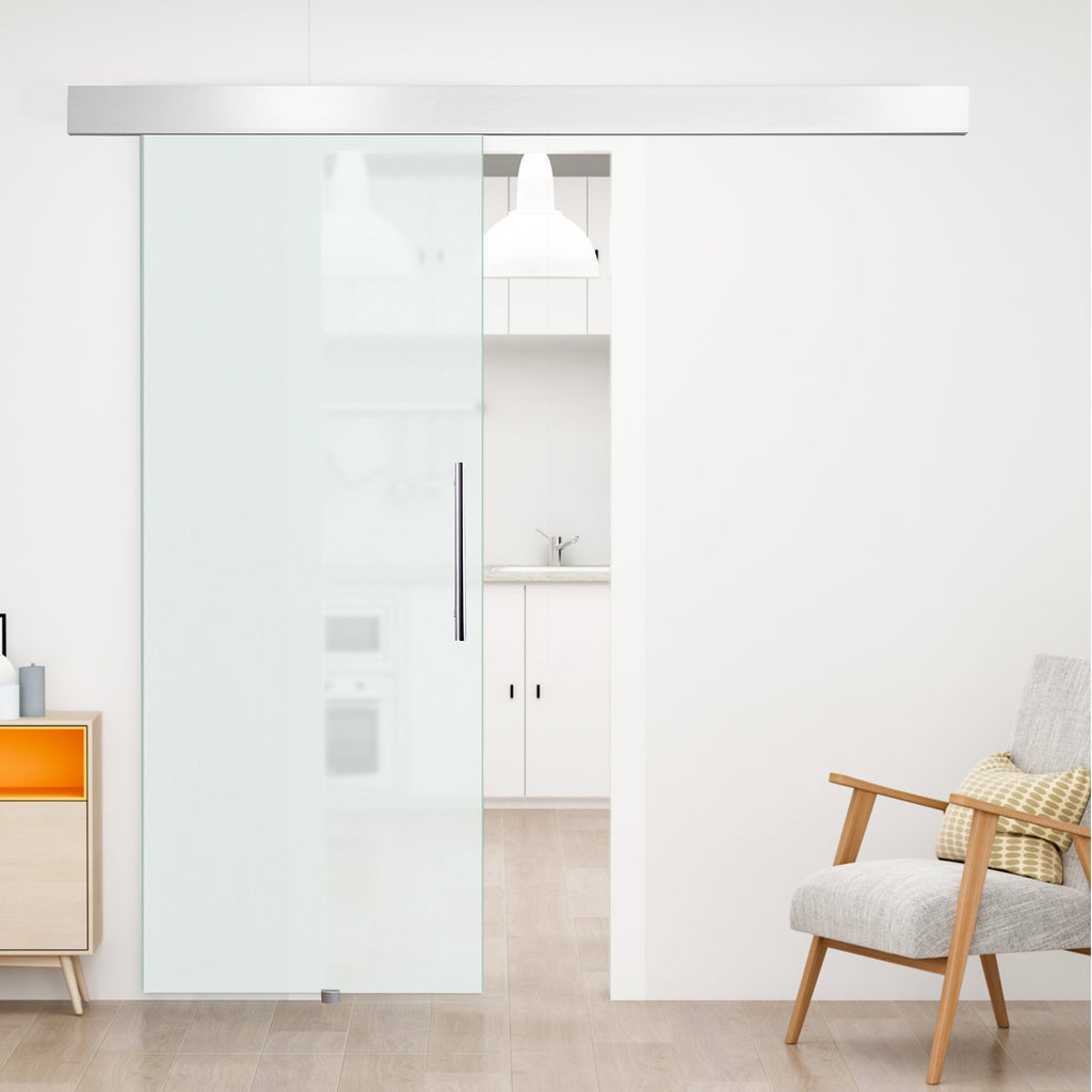 Sliding Glass Door in satin glass with track | 90x205cm - Borgè