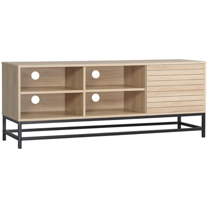 Modern TV Mobile for TV Max 60 "in MDF and steel with 4 open shelves and 2 -level locker, 140x40x55.3 cm - Borgè