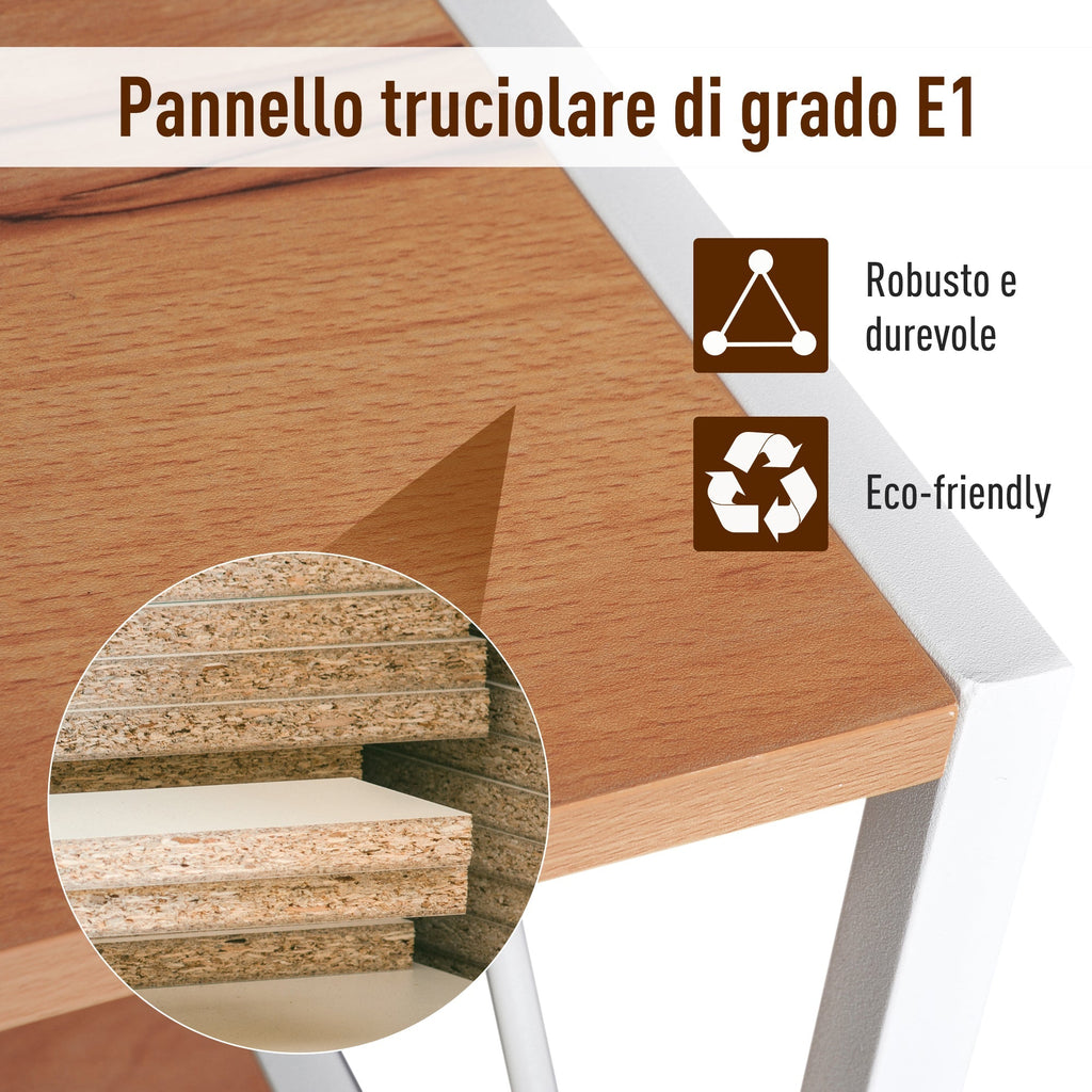 Cabinet shelf bookcase 3 shelves with white steel structure and wooden shelves 44x35x72.5cm - Borgè