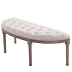 semicircular fundalet with wooden structure and chesterfield style padding beige 140.5x51x48cm - Borgè