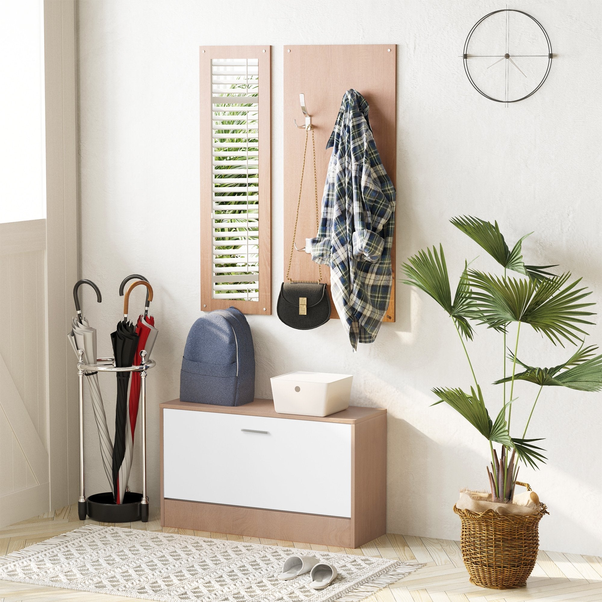 Set 3 pieces SCANDLE HAPPENDIBITS Mirror Wardrobe Wardroba in Wooden, 80x27x46.5cm - Borgè