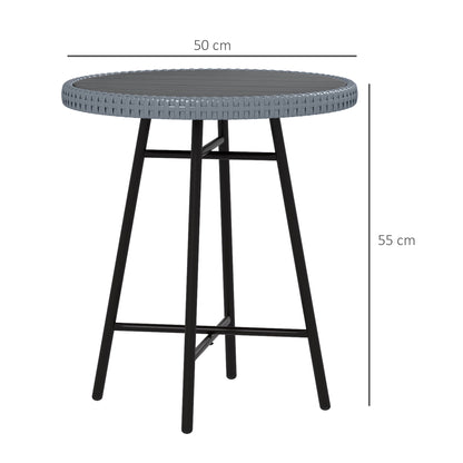 Outsunny modern garden table with wooden plastic top, rattan and steel, 50x50x55 cm, gray and black - Borgè