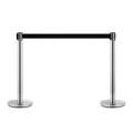 Silver Retractable Bollards | with black ribbon of 2m in Stainless Steel and Nylon | ф32x90cm - Borgè