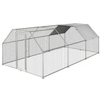Waterproof Galvanized Metal Chicken Coop, Chicken Run with Door and Oxford Cover, 280x570x195cm - Borge' Group Limited