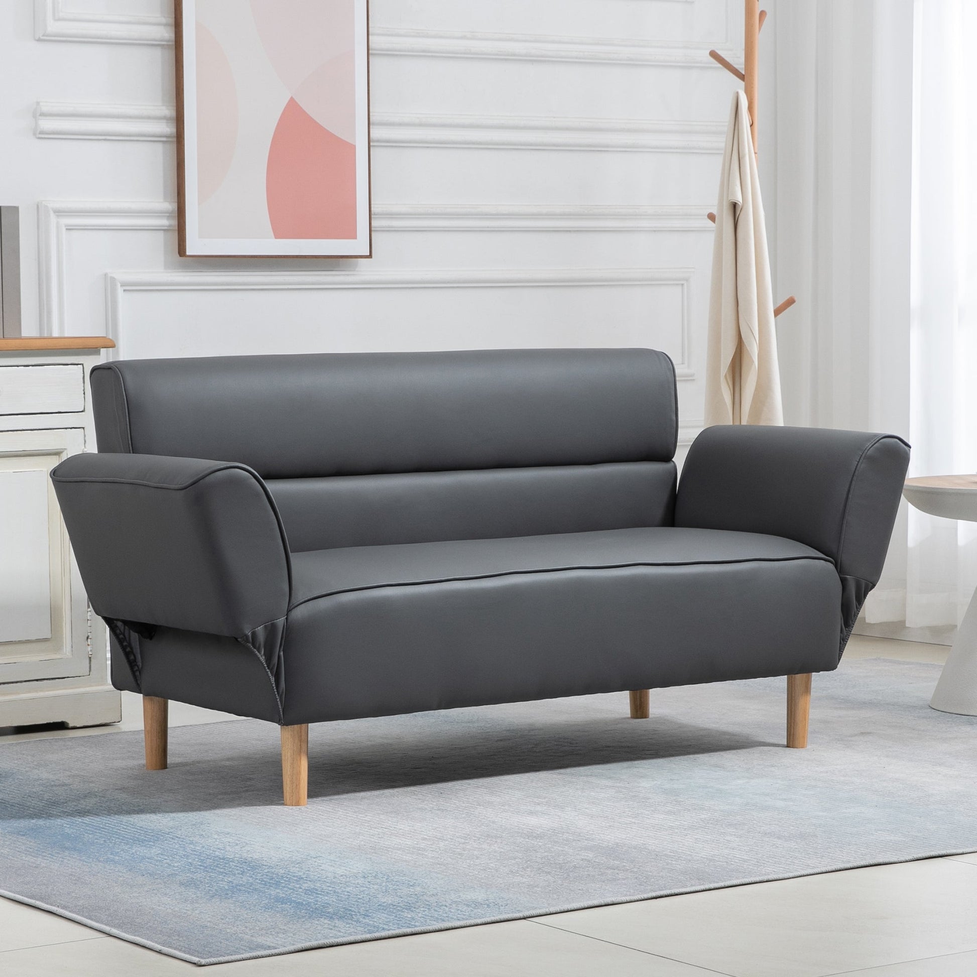 Grey 2 Seater Sofa with adjustable armrest (164x71x75cm ) - Borgè