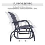 2-Seater Garden Swing Bench in Metal and Breathable Mesh Fabric, 120x70x85cm, Black - Borge' Group Limited