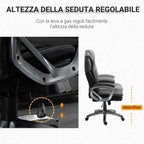 Ergonomic office armchair with headrest, adjustable height and swing, swivel chair with wheels, 68x76x117-125cm, black - Borgè