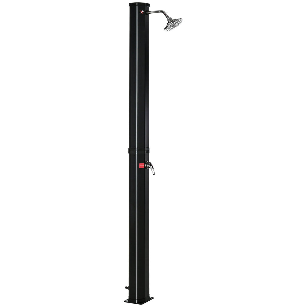 55° Heated Solar Shower for Outdoor Use with 35 Liter Tank and Mixer Tap, Black - Borge' Group Limited