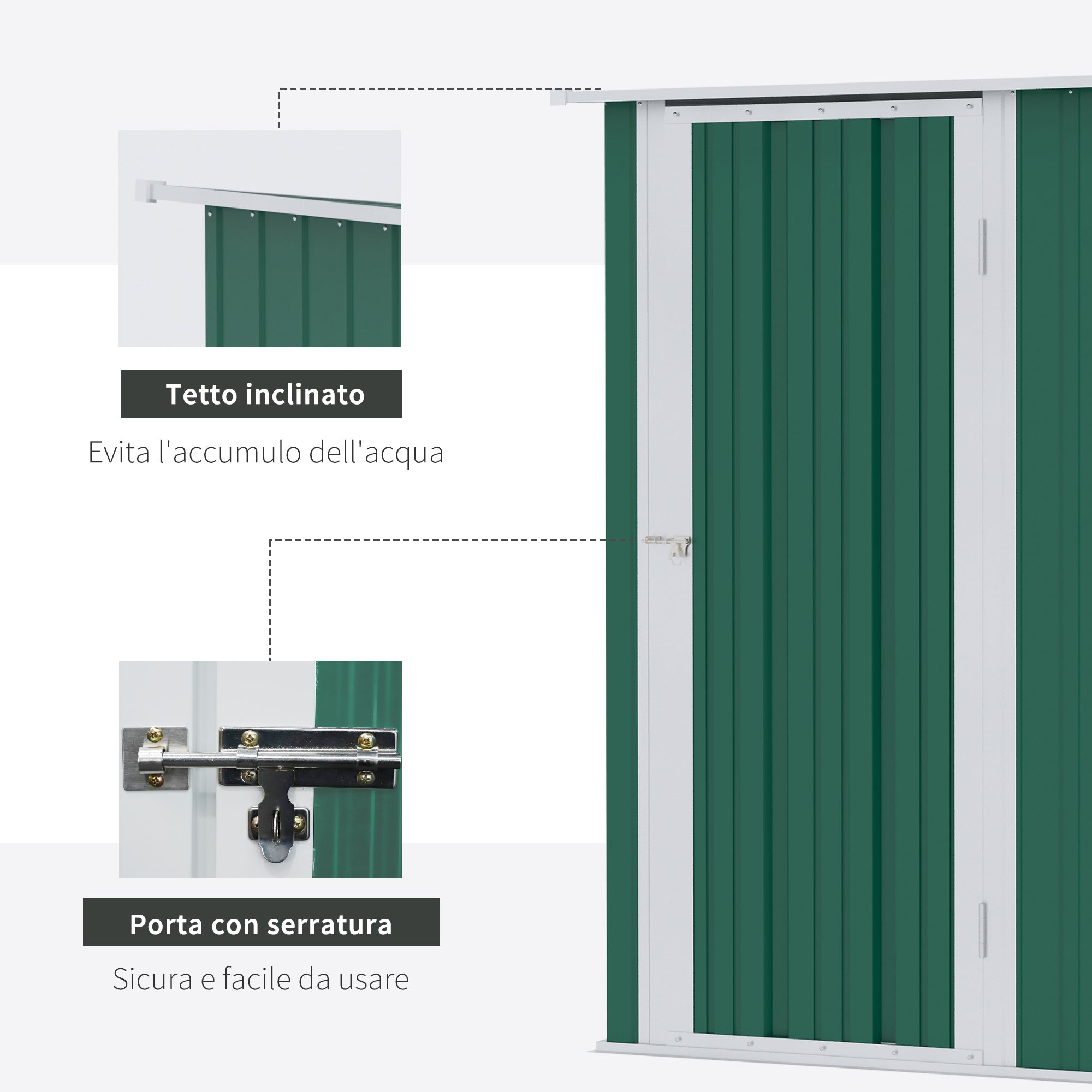 Green Garden Steel Tool Shed 142x84x189cm - Borge' Group Limited
