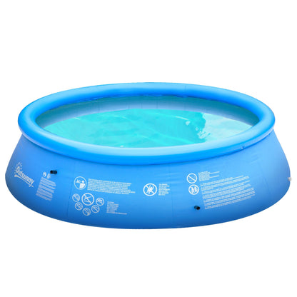 Outsunny Garden inflatable swimming pool for 3-4 people in 3-layer pvc with drain valve and manual pump included, φ274x76cm, blue - Borgè