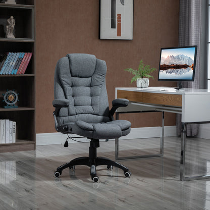 Reclinable ergonomic office chair, adjustable height and swinging, swivel armchair with wheels, 65x72x110-120cm, Grey