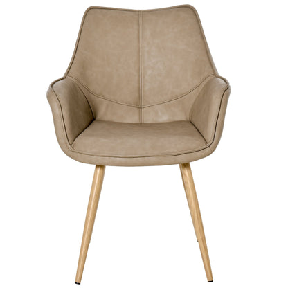 Modern chair padded with armrests, coating similar and metal legs brown wood effect