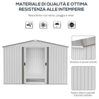 Outsunny garden house with double sliding doors, in steel and pp, 277x195x192cm, silver - Borgè