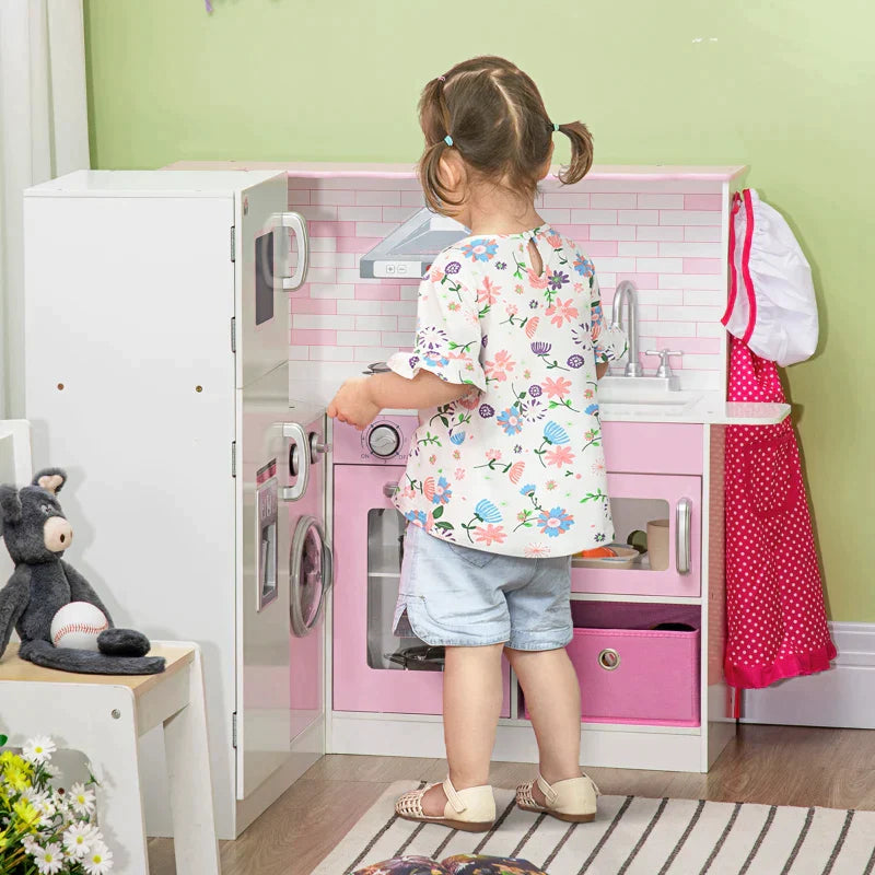Kitchen for children 3-6 years old with realistic cooking lights and kitchen utensils | 84x93.5x85 cm - Borgè