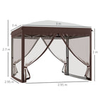 3x3m Garden Gazebo with Mosquito Net and Carry Bag with Wheels, Cream - Borge' Group Limited
