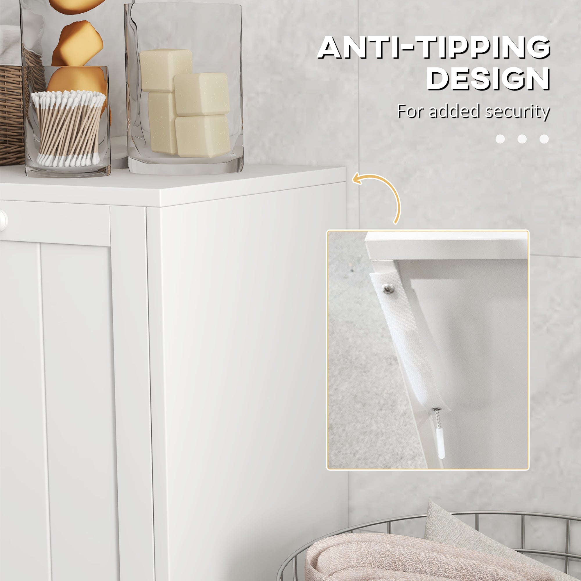 Clothes Cabinet with 2 Wooden Tilt Compartments, 66x33x68cm, White - Borgè