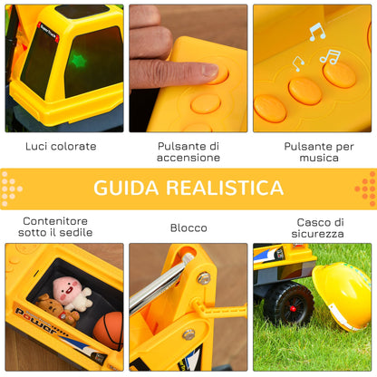 Ruspa toy 2 in 1 with excavator and bordering, hidden compartment, game rideable children 2-3 years, 90x28x58cm, yellow - Borgè