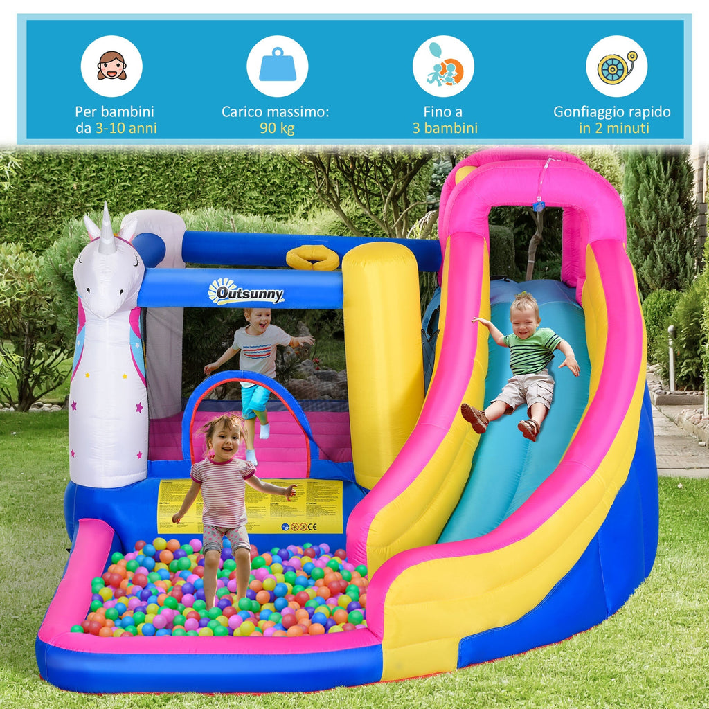 Inflatable Bouncy Castle for Kids with Slide, Pool and Basketball Hoop, Giant Inflatable Bouncy Game for 3 Children, 360x305x210 cm - Borge' Group Limited