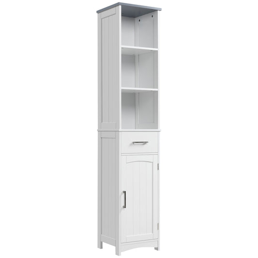 kleankin bathroom cabinet with 3 -level shelf, 1 drawer and 1 cabinet, 34x30x163cm - Borgè