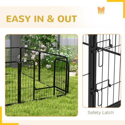 PAWHUT Fence for 8 -piece dogs modular for interior and outdoor, in steel, 80x60 cm, black - Borgè