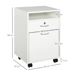 wooden office chest of office with 2 keys, drawer, locker and 4 wheels - Borgè