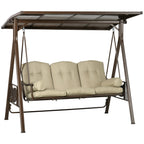 3 Seater Steel Garden Swing with Tilting Canopy and Cushions, 208x120x174 cm - Borge' Group Limited