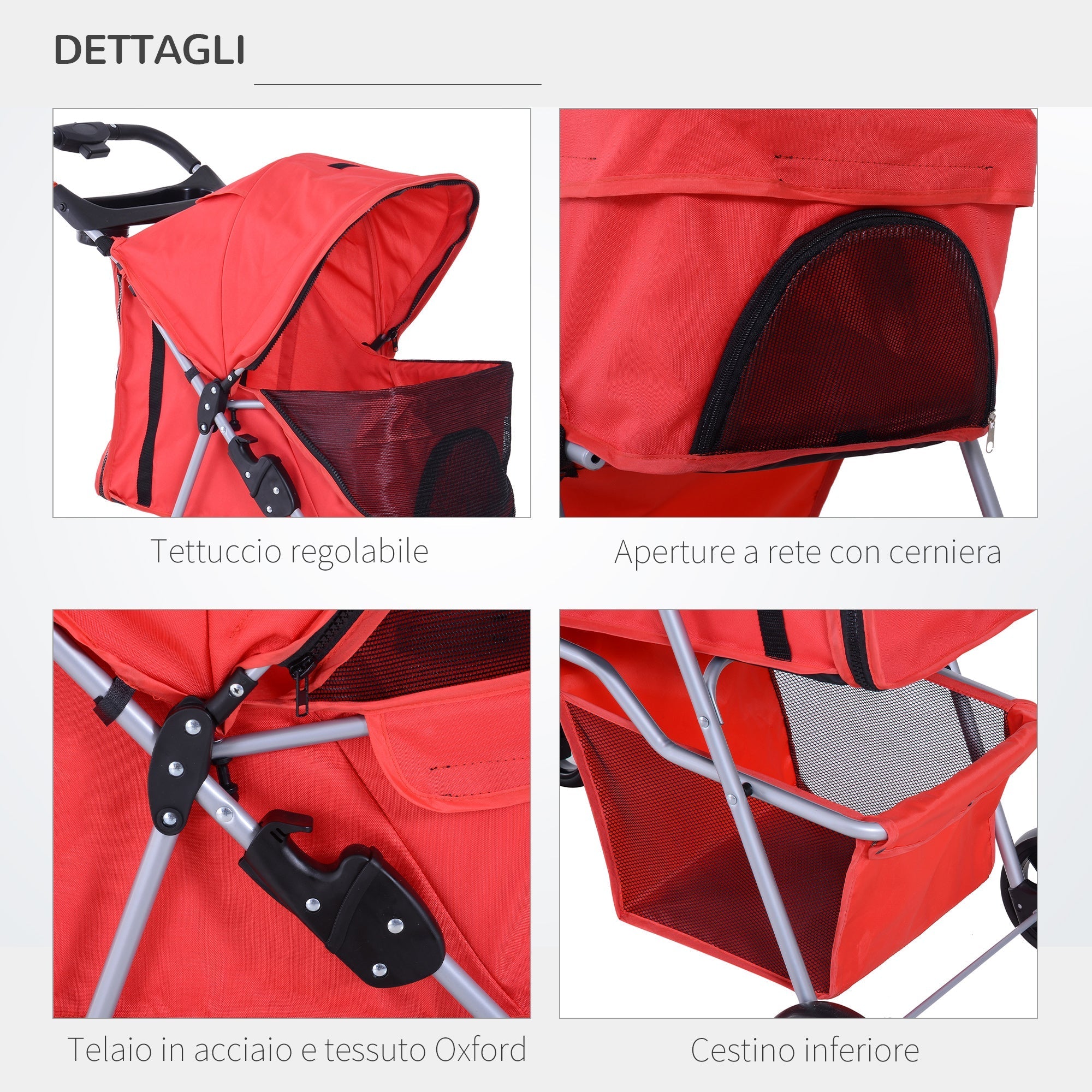 Foldable Stroller Pets Foldable 75L x 46D x 94Hcm Red - Borge' Group Limited