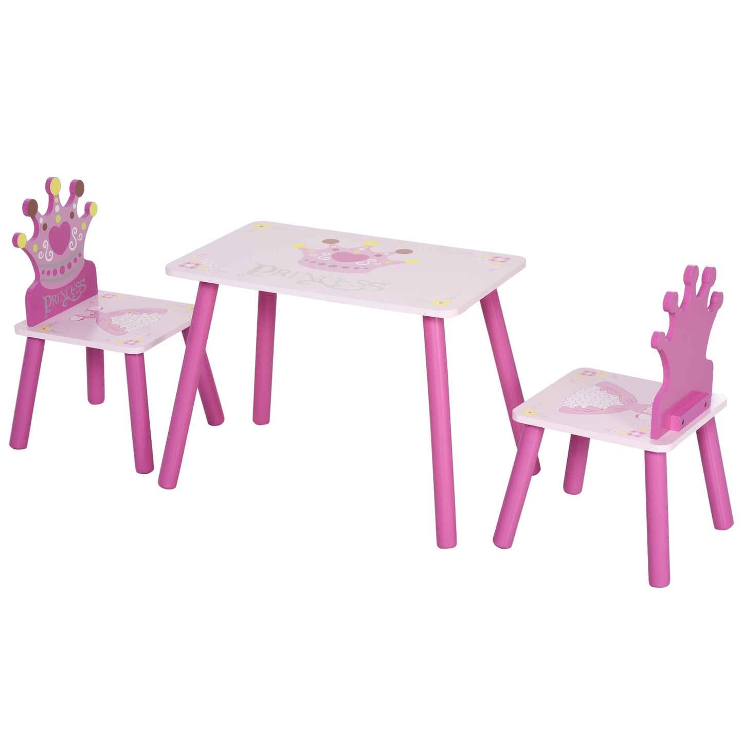 Table Set and 2 Princely Theme Chairs for Room Children's Room - Borgè