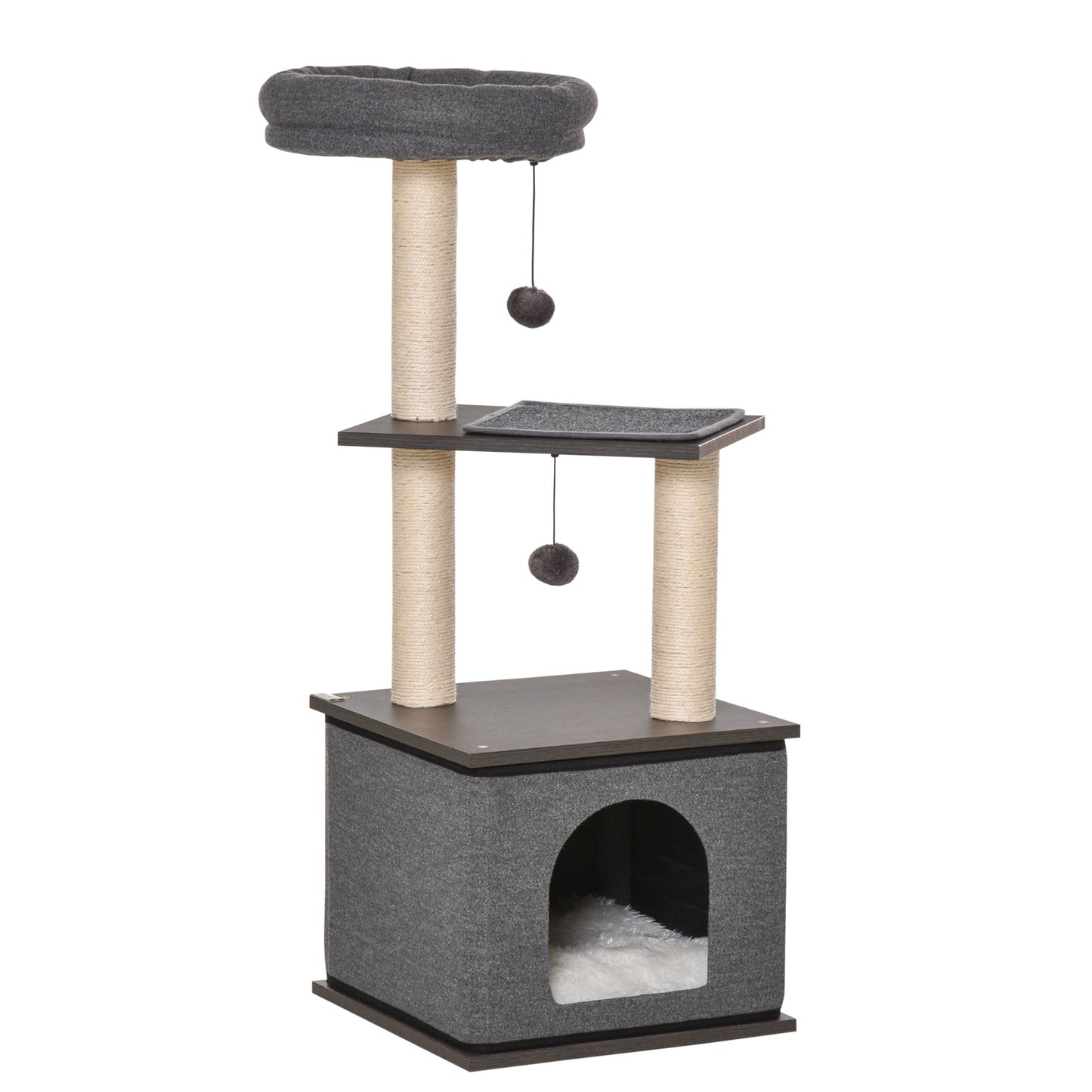 Cat Tree for cats with Scratch Pole, 40X40X104CM, Grey - Borgè