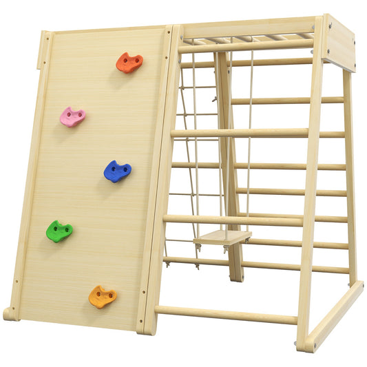 HOMEPARK | Mini Playground for children 3+ years, 5 in 1 with climbing wall, 3 stairs and swing | 120x105x120 cm