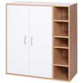 Multiuse cabinet with 2 adjustable shelves white and light wood adjustable shelves - Borgè