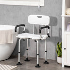 Homcom shower chair for the elderly, disabled and pregnant women padded with U-shaped shape, 54x52x70-82cm, white - Borgè