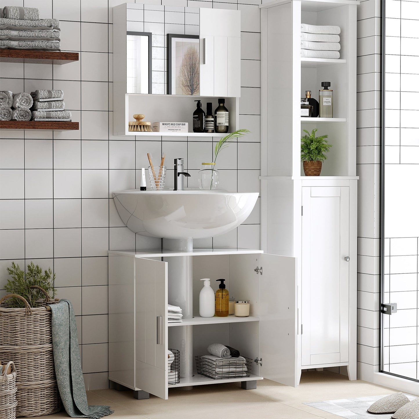 White Bathroom Sink Vanity | 60x30x60cm