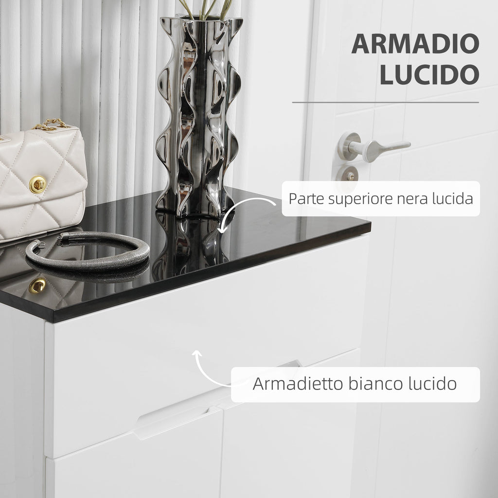 Slim Slim 12 Paia Max for inputs with 3 adjustable shelves and drawer, in white chipboard, 60x32x100 cm - Borgè