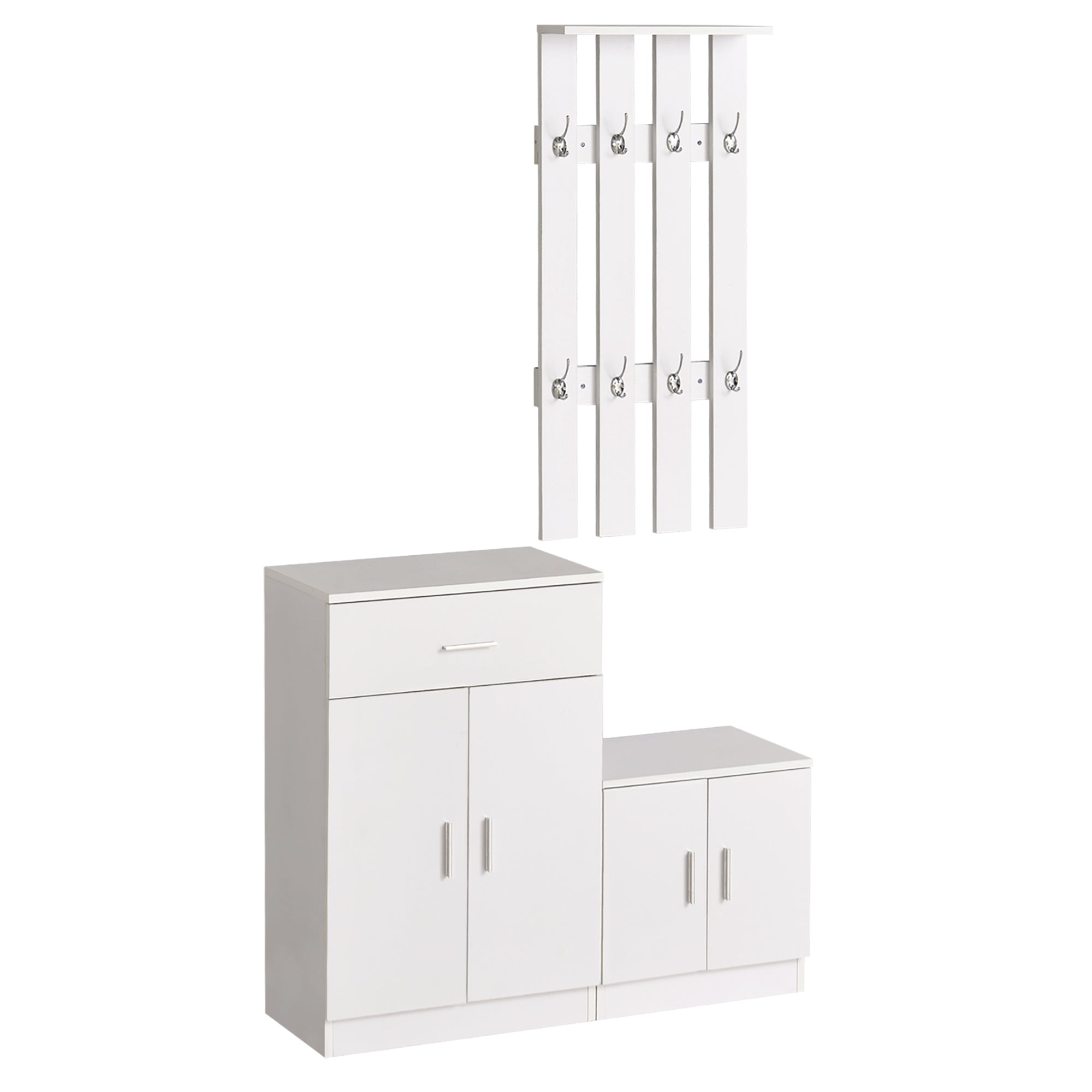 Homcom Scarpper with combination hangers for entrance and wooden bedroom 100x32x187cm white - Borgè