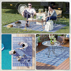 Outsunny outdoor carpet 182x274 cm folding and reversible, in blue and white polypropylene - Borgè