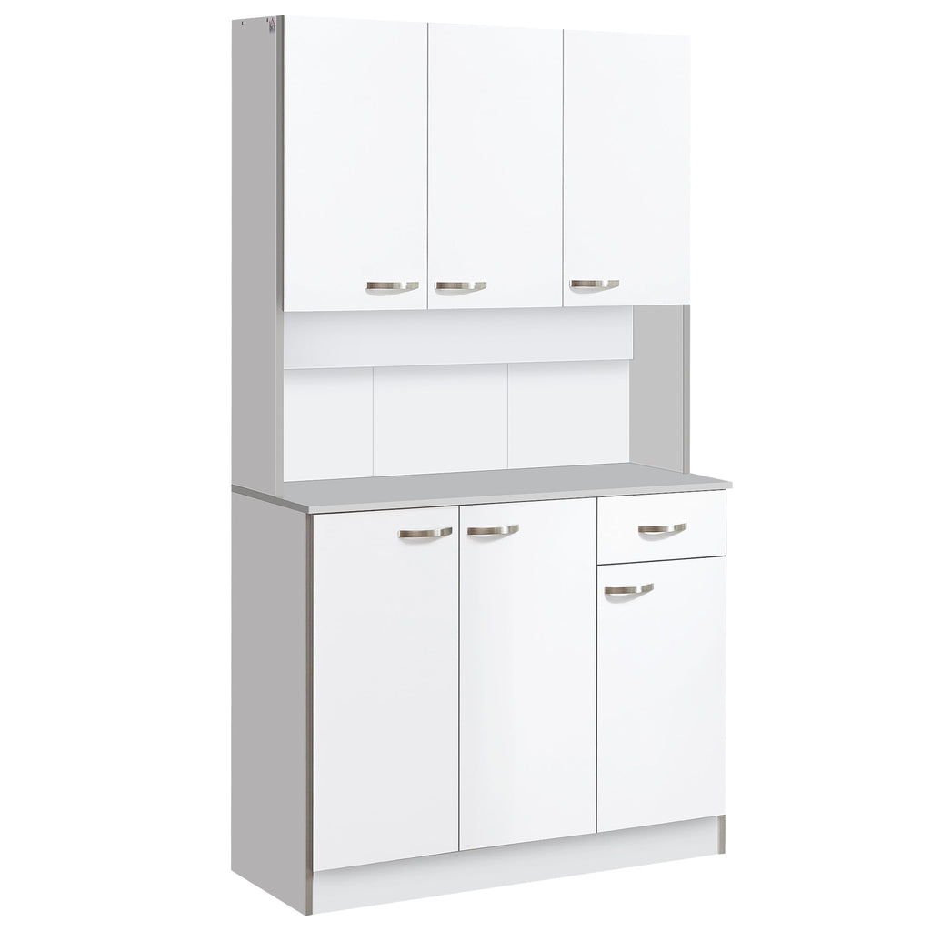Homcom - Wardrobe with wooden kitchen wall units 101 x 39 x 180cm white - Borgè